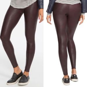 SPANX Wine / Dark Purple Faux Leather Shaping Leggings